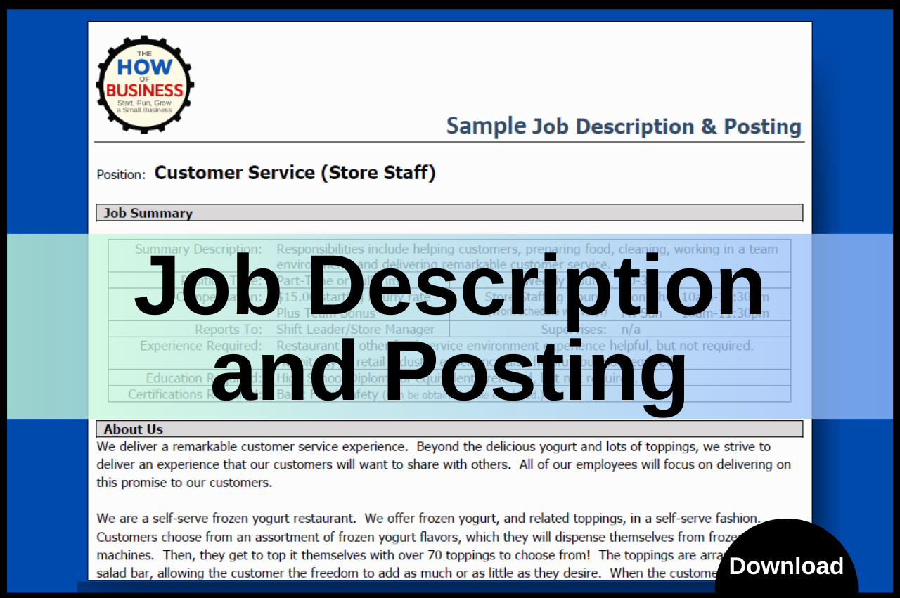 Sample Job Description & Posting